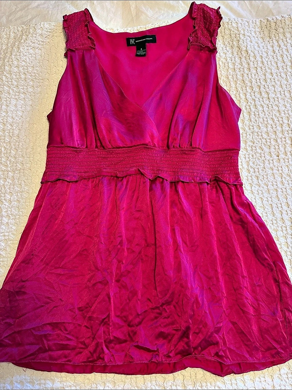 INC International Concepts Pink Wrap Mini Dress Size Medium Like New